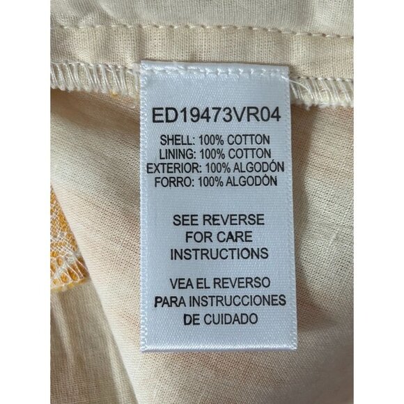 En Crème Embroidered Button Front Mini Shirt Dress in Cream/Orange - Sz S - NWT - Picture 5 of 6